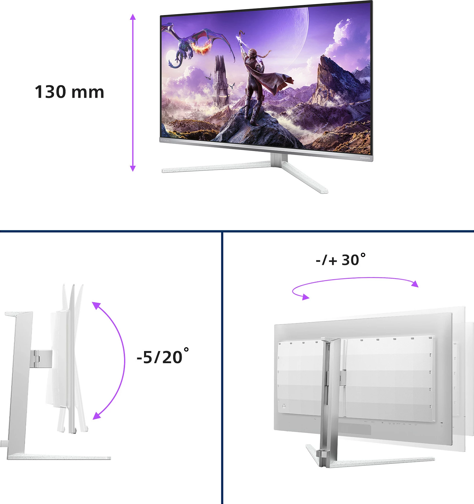 Monitor Philips Evnia 8000 32M2N8900P/00, 31.5", 4K UHD, QD-OLED, 240Hz, i bardhë