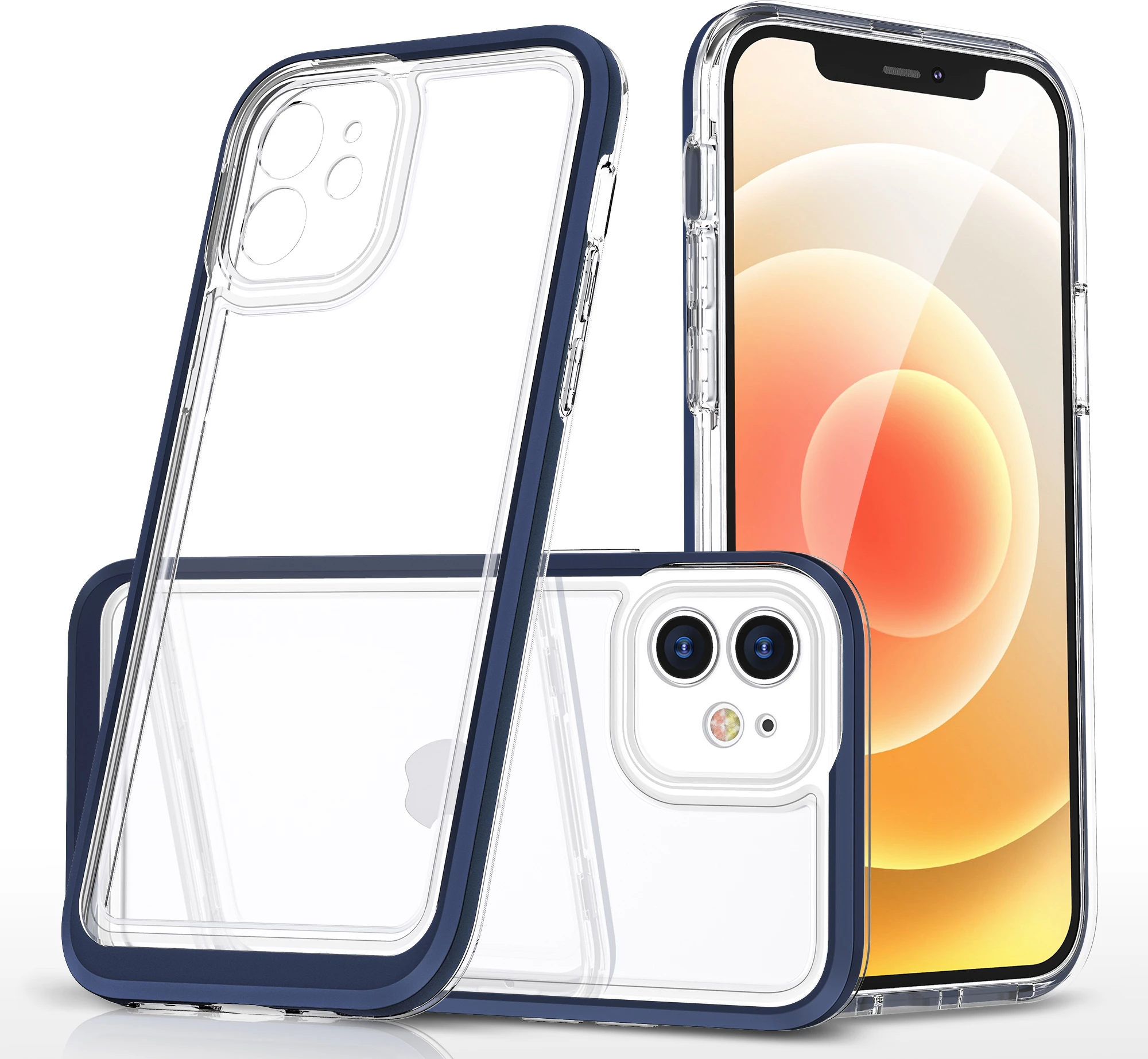 Mbështjellës Hurtel Hybrid Armor Clear 3 in 1 për iPhone 12, Kaltër/Transparent