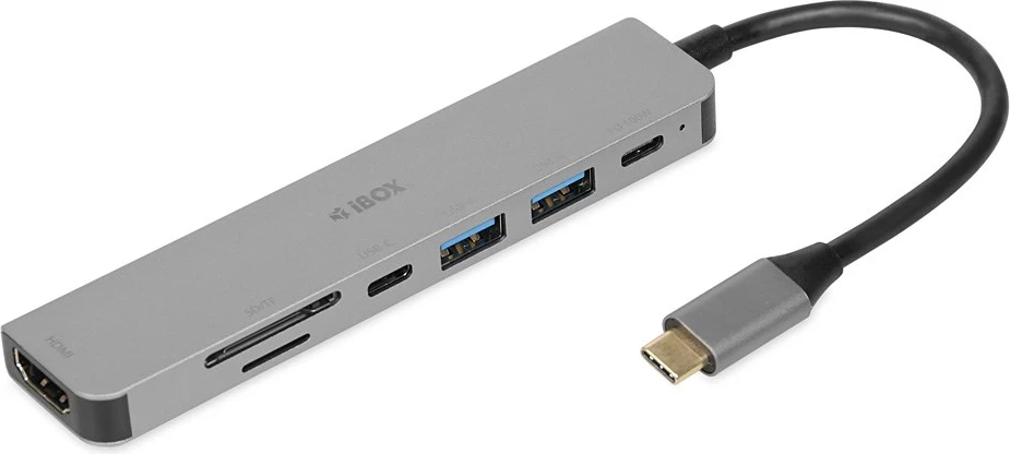 Dock për notebook IBOX IUH3SL4K, USB 3.2 Gen 1 (3.1 Gen 1) Type-C, Power Delivery 100W, Argjendtë