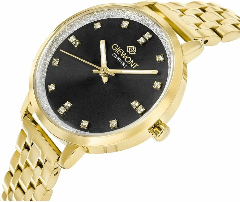 Orë dore për femra Giewont GW7370-B4, e zezë dhe e artë