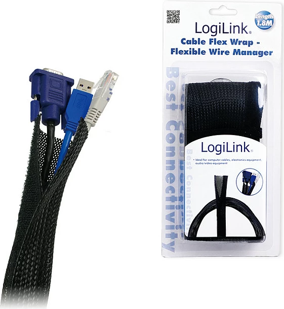 Tub menaxhimi kabllosh LogiLink KAB0006, 1.8 m, Ø32 mm, PET, i zi