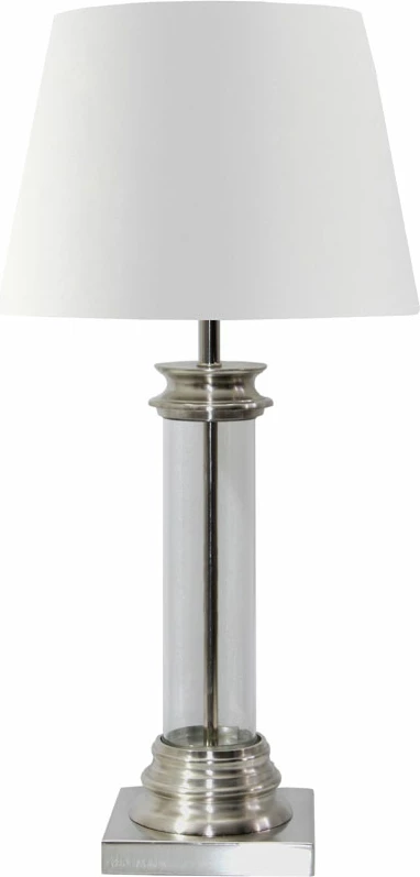 Llambë tavoline SKYLER, alumin argjendi, xham i bardhë, 37x37x62 cm