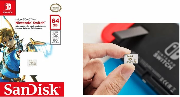 Kartelë memorje microSDXC SanDisk SDSQXAT-064G-GNCZN 64GB, deri 100MB/s lexim, 60MB/s shkrim, U3/C10/A1/UHS-I, për Nintendo Switch, bardhë