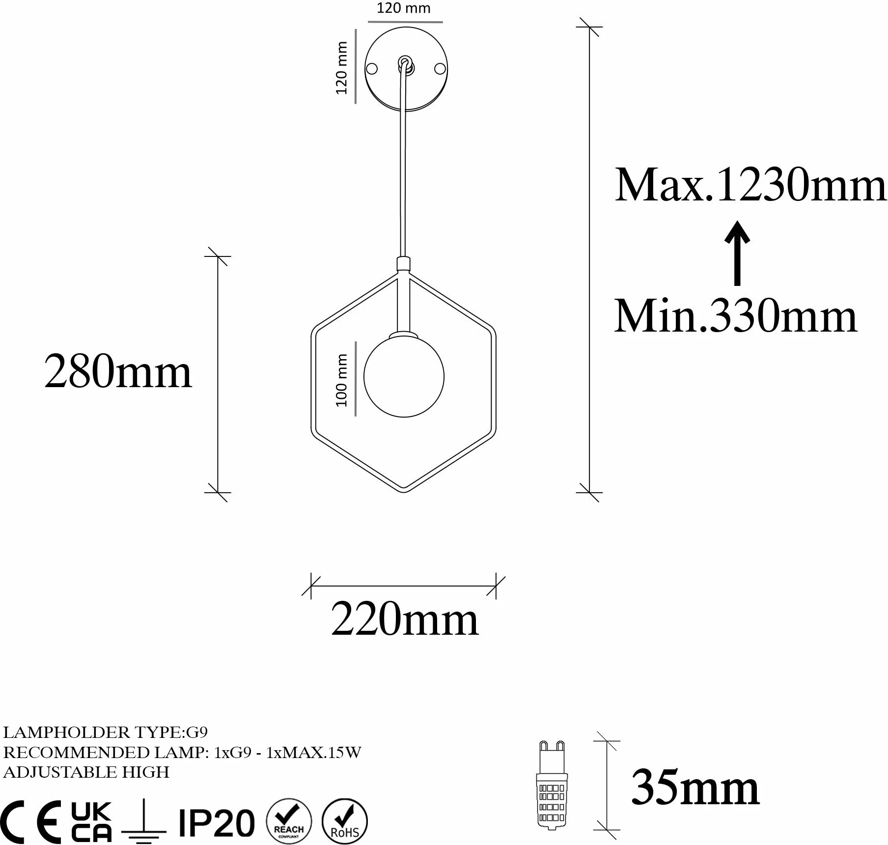 Llambë muri Opviq, Geometri - 11105, e zezë dhe e bardhë