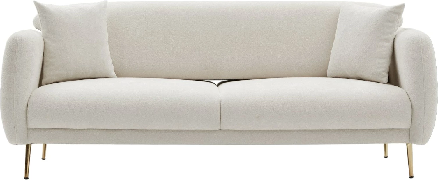 Divan-krevat treshe, ngjyrë krem, detaje ari, Simena