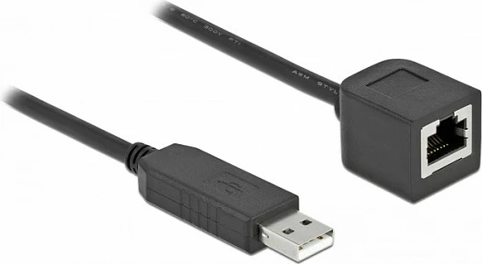 Kabll serik DeLOCK USB 2.0 Type-A në RS-232 RJ45, 0.5 m, i zi