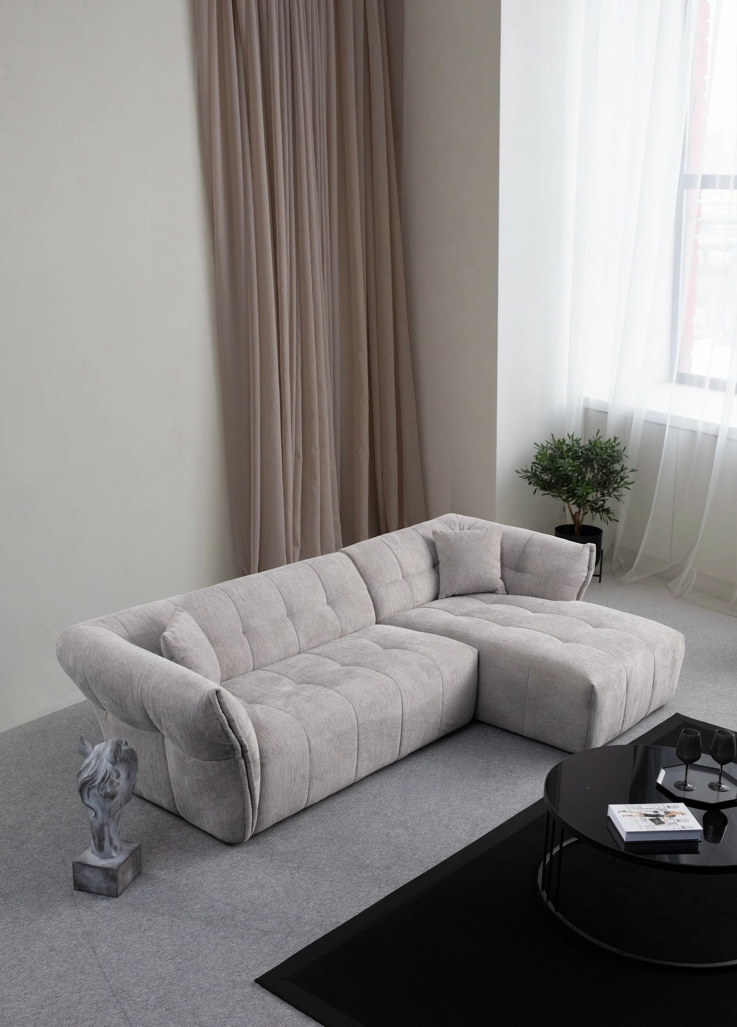 Këndare Boxer, e djathtë, ngjyrë gri e çelët, Atelier del Sofa