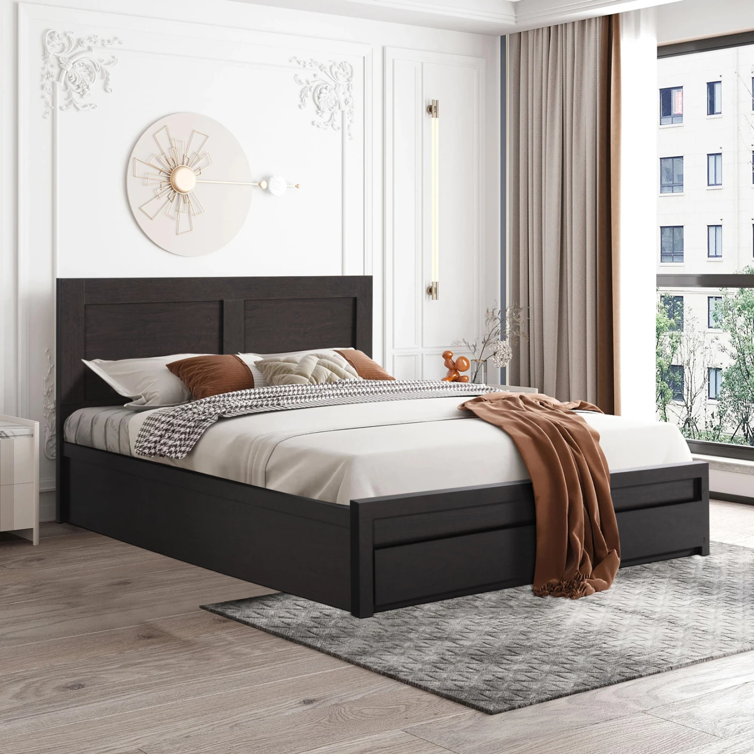 Krevat CAPRI FH312.11 me 2 sirtarë melamine, ngjyrë wenge, për dyshek 150x200 cm