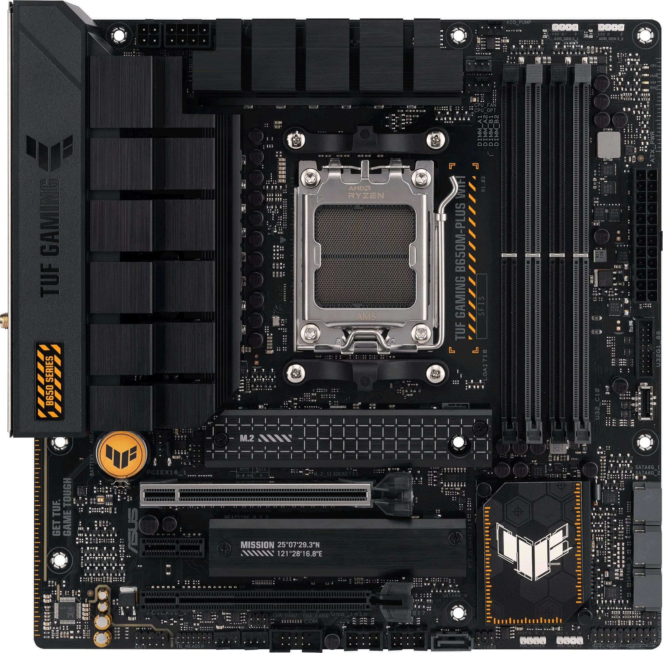 Pllakë amë Asus TUF GAMING B650M-PLUS WIFI, Micro ATX, DDR5, Wi‑Fi, Bluetooth, E zezë