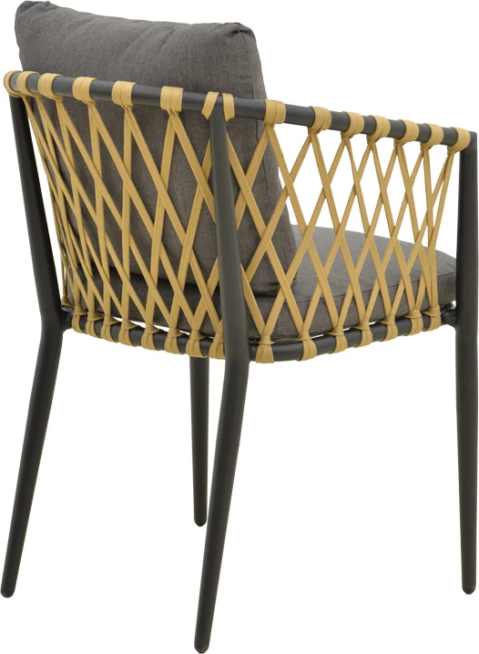 Fotelje Peluxe, alumin i anthracite, litar PE natyral, jastëk gri, 57x60x78cm