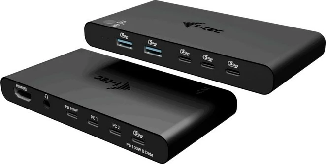 Stacion dokimi KVM, i-tec, C31KVMHDMIDOCKPD, HDMI 4K/60, 2 host, PD 2×100W, USB-A/USB-C, e zezë