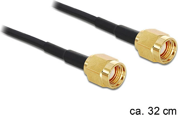 Kabllo adapter DeLOCK 88475, RP-SMA femër-femër, 32 cm, e zezë/ari