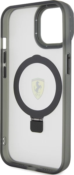 Mbështjellës Ferrari FEHMP15SUSCAK për iPhone 15 6.1", Ring Stand, MagSafe, zi