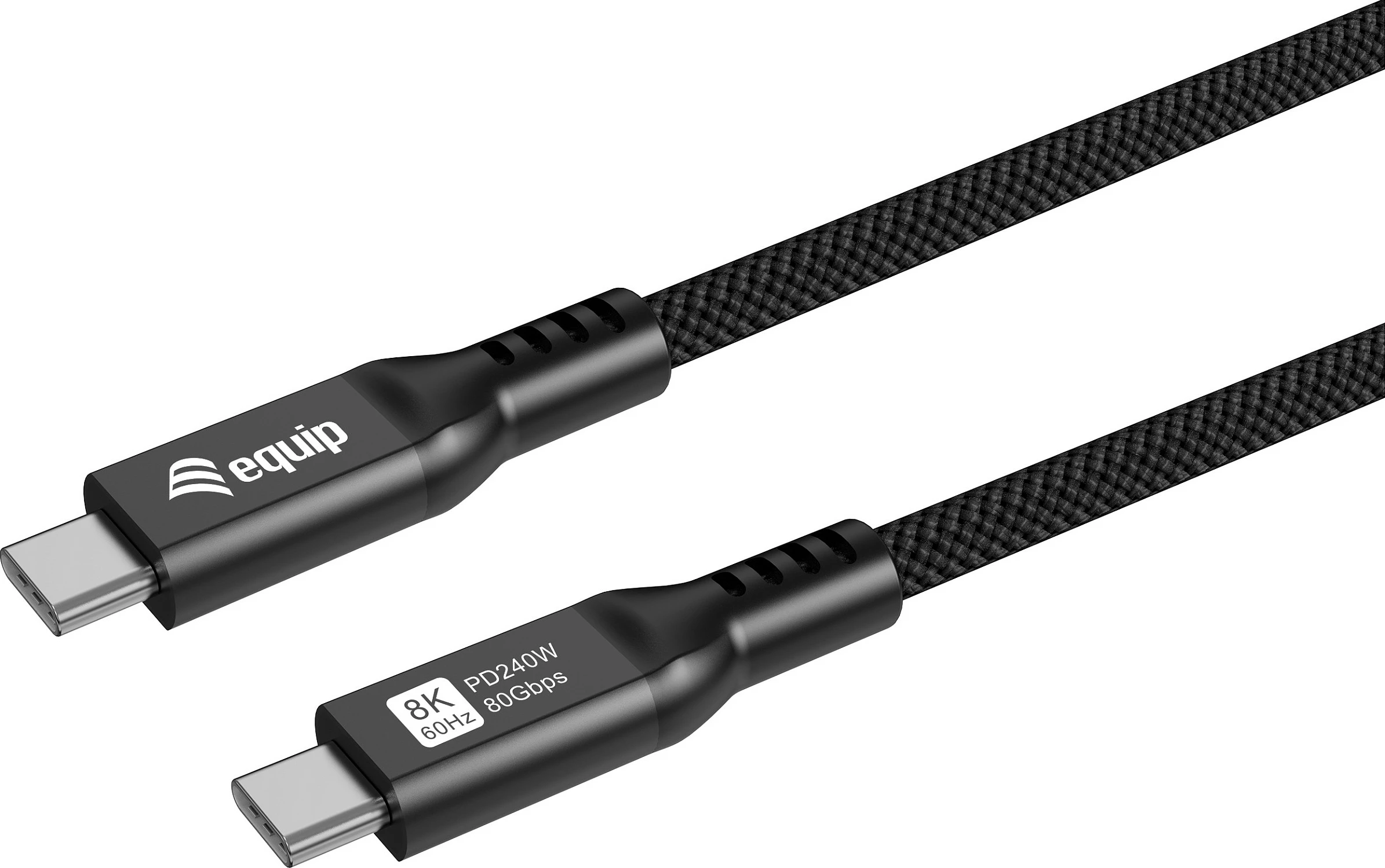Kabllo USB-C EQUIP 128442, USB4 80Gbps, PD 240W, 2m, 8K/60Hz, e zezë