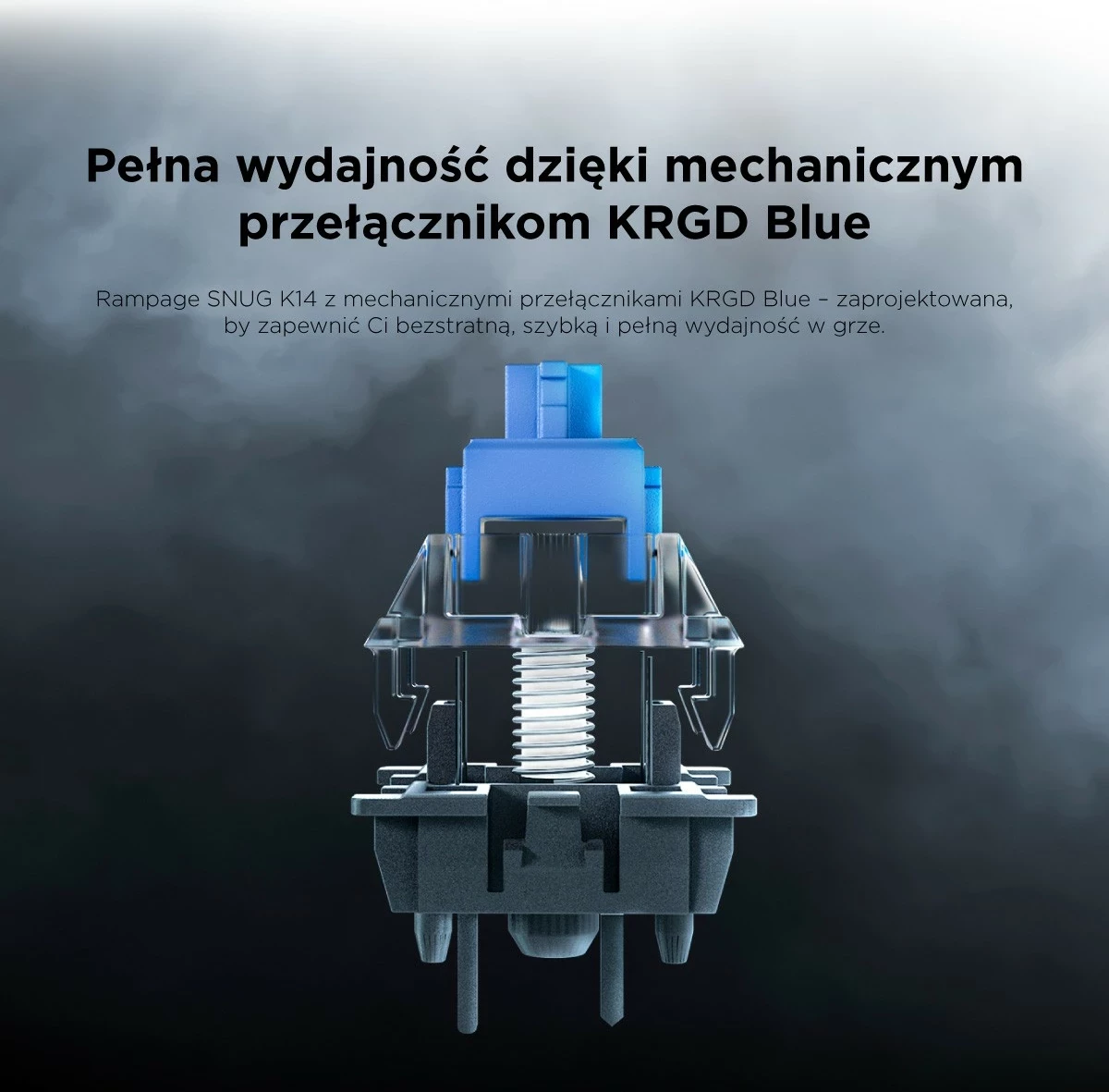 Tastierë mekanike Rampage Snug RGB KRGD Blue, 80%, anglisht, bardhë-gri