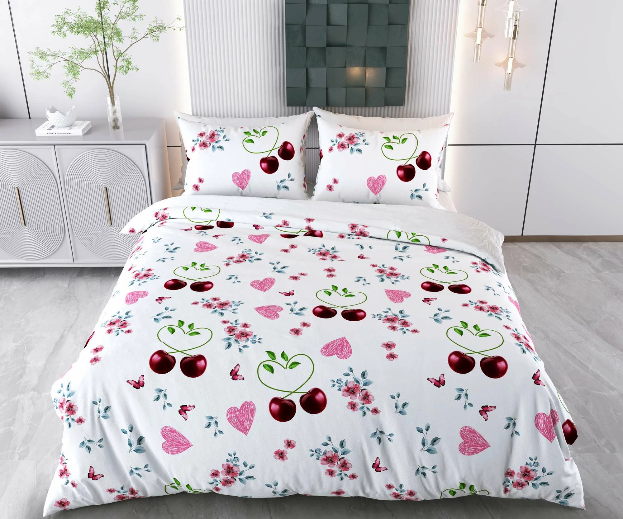 Set mbulesë jorgan XXL, qershi dhe zemra, L'Essentiel Linge de Maison