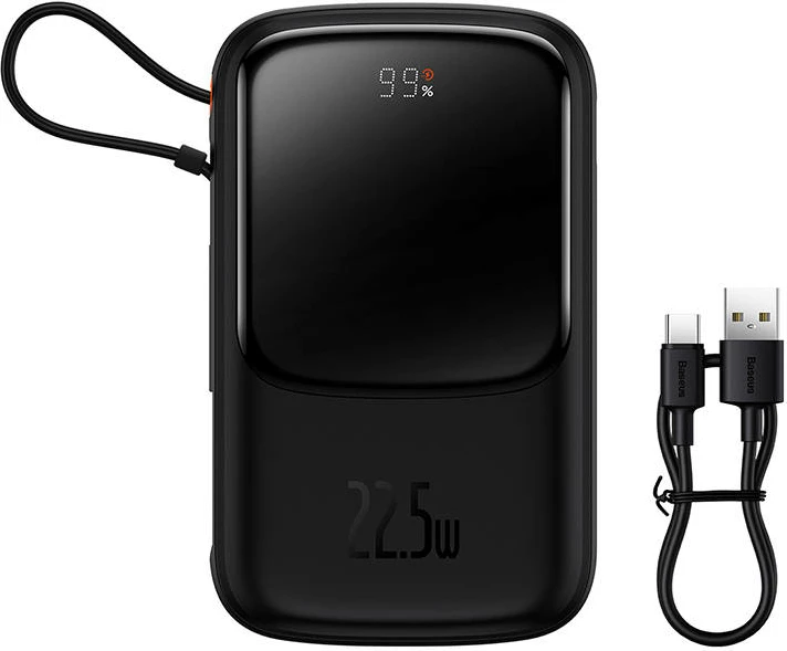 Powerbank Baseus Qpow Pro 10000mAh, 22.5W, me kabllo USB-C, e zezë