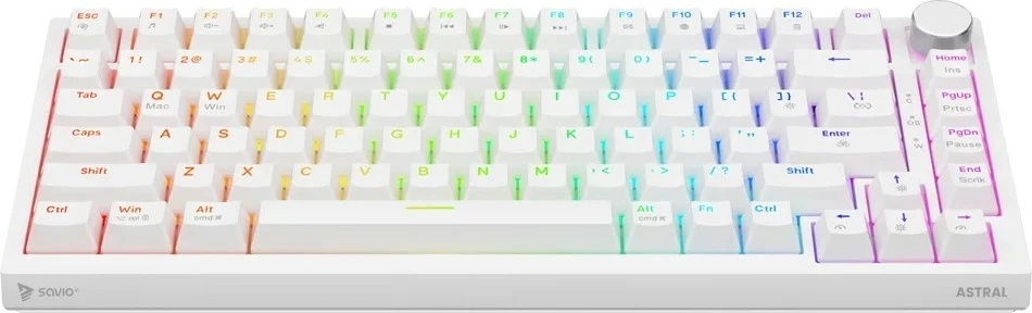 Tastierë mekanike Savio Astral, 75%, Outemu White Jade, RGB, USB-C, e bardhë