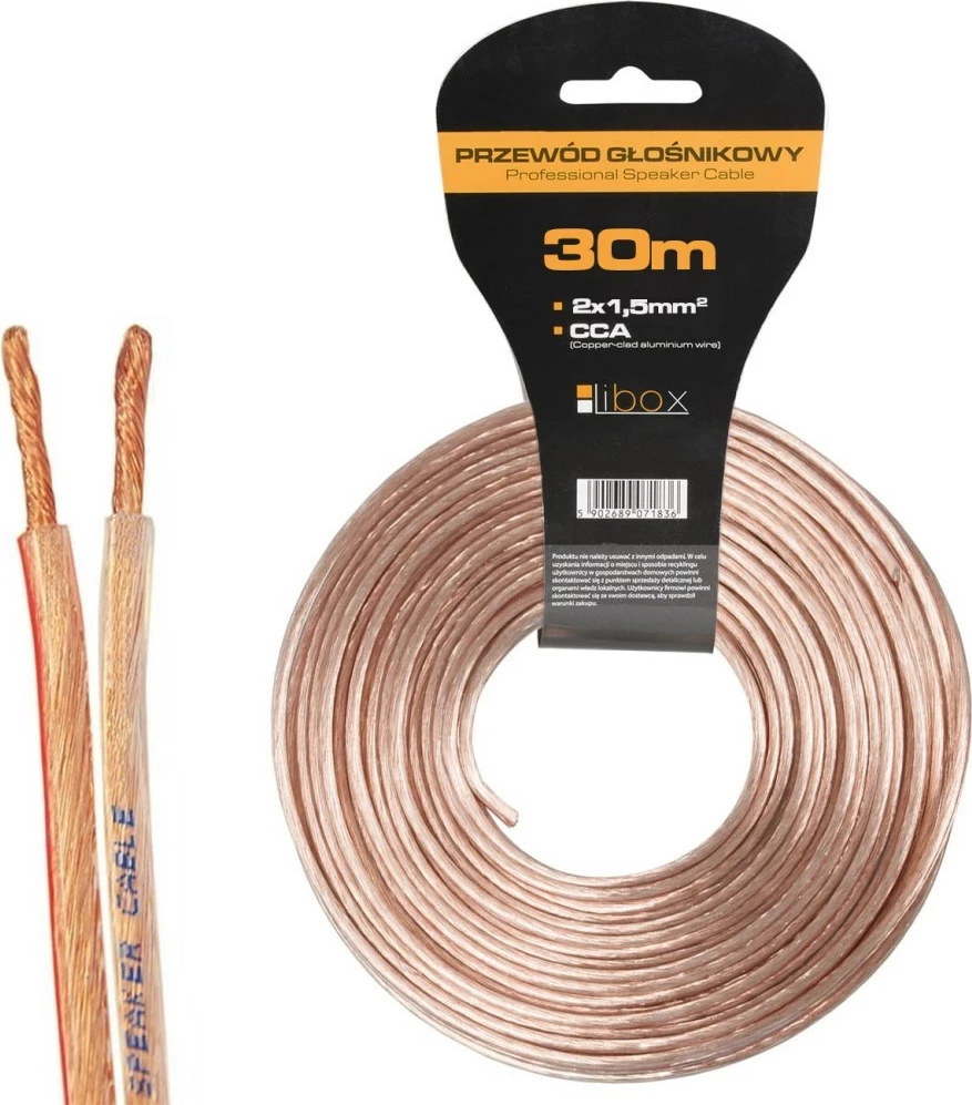 Kabllo audio box Libox 2x1,50mm, 30m, transparente, e bardhë