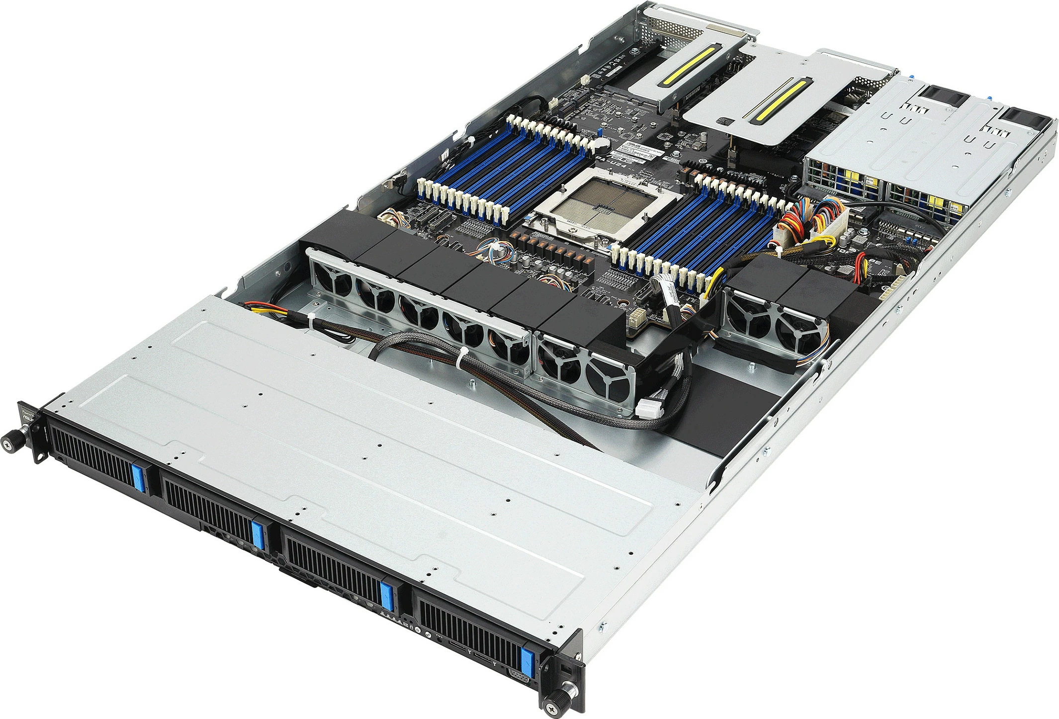 Server rack ASUS RS501A-E12-RS4, 1U, Socket LGA 6096, AMD EPYC 9004/9005, DDR5 deri 3TB, 1600W, i zi/argjendtë
