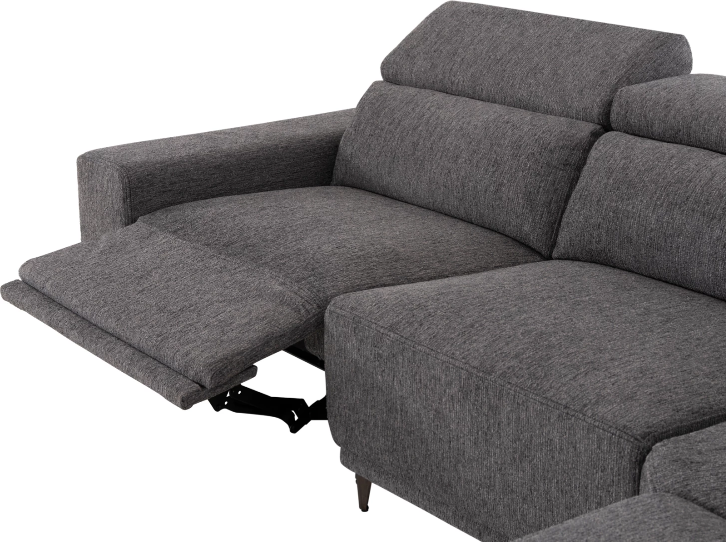 Këndore e djathtë 5-vendëshe me recliner Lunaris CD3316.01R, material gri, 307x267x94H