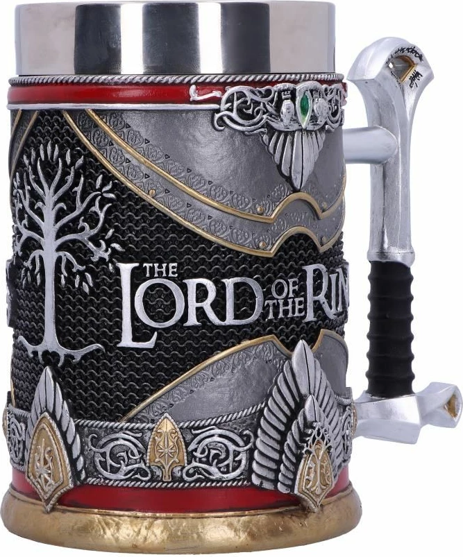 Mug NEMESIS NOW Lord of the Rings Aragorn, me dorezë shpatë Narsil, i punuar me rrëshirë elfi, i pikturuar me dorë