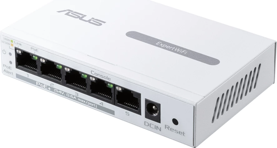 Switch ASUS ExpertWiFi EBP15, 5-Port Gigabit, smart managed PoE+ (4x PoE+), 60W, i bardhë