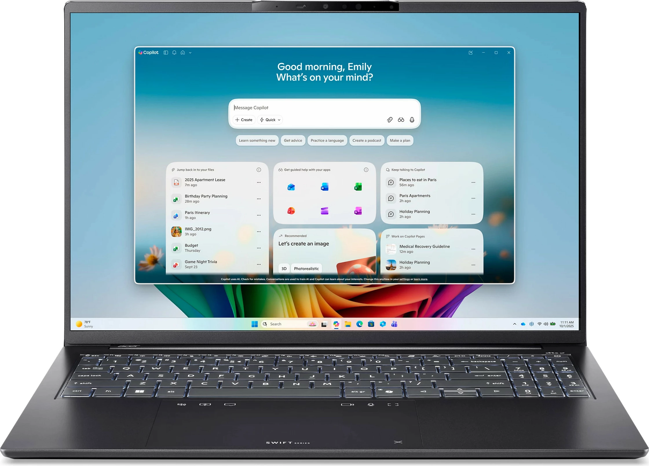 Laptop Acer Swift Go 16 AI OLED SFG16-I71-955P, 16GB RAM, 512GB SSD, Windows 11 Home, gri
