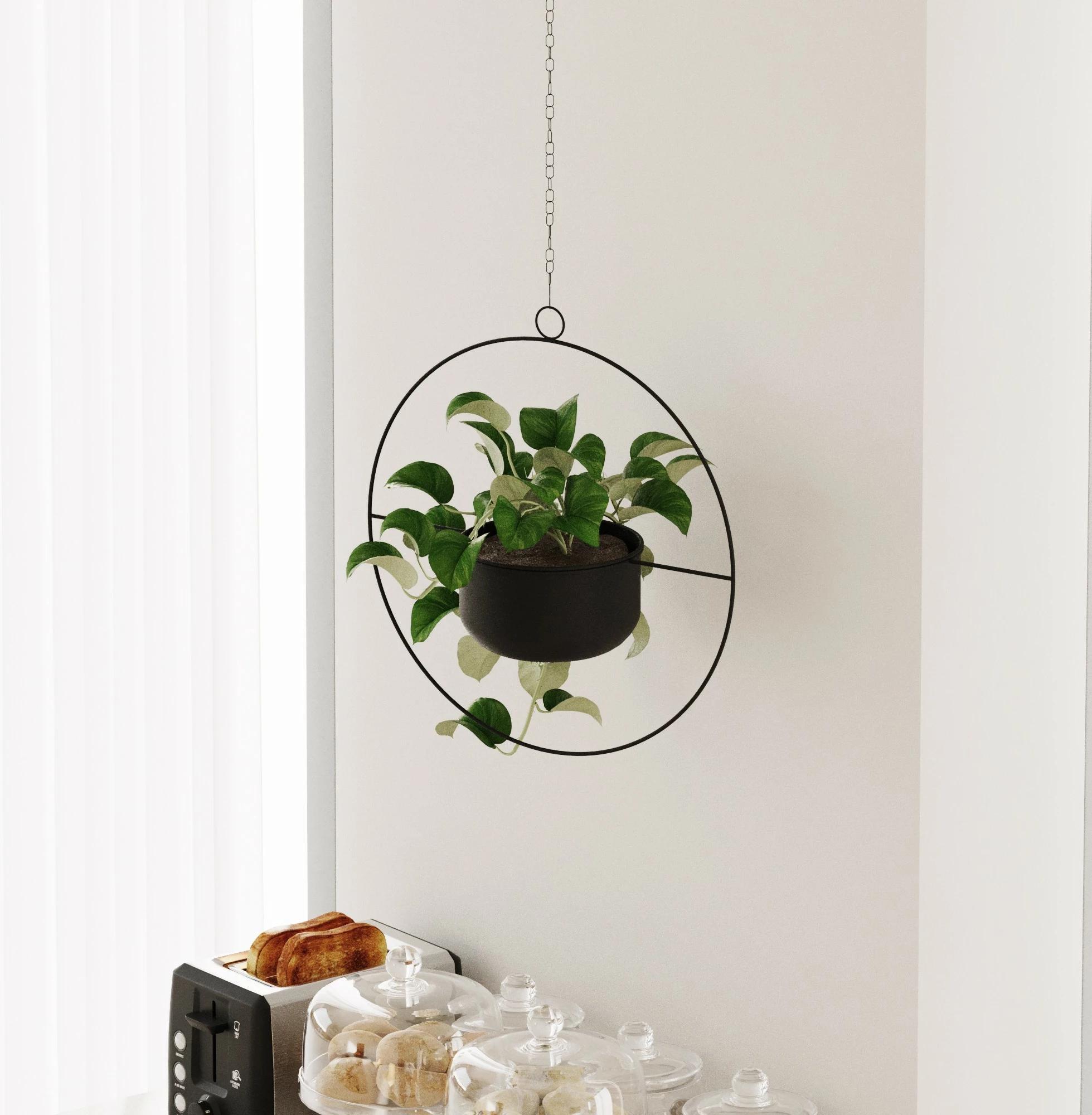 Vazo dekorative varëse, metal i zi, Aberto Design, Payanda