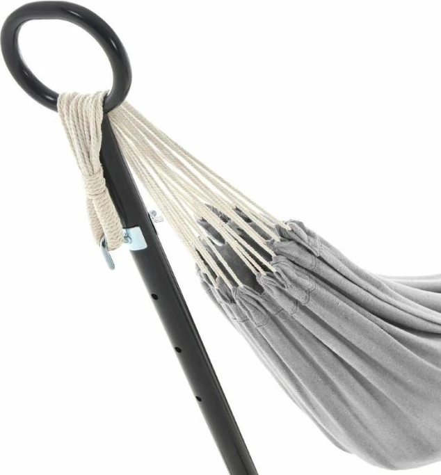 Hamak me kornizë SONGMICS GHS001G01, 210 x 150 cm, ngarkesë max 240 kg, lartësi e rregullueshme, gri/zezë