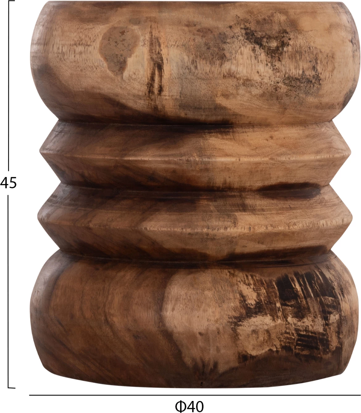 Stool i rrumbullakët prej druri suar natyral, FH9910, 40x45cm