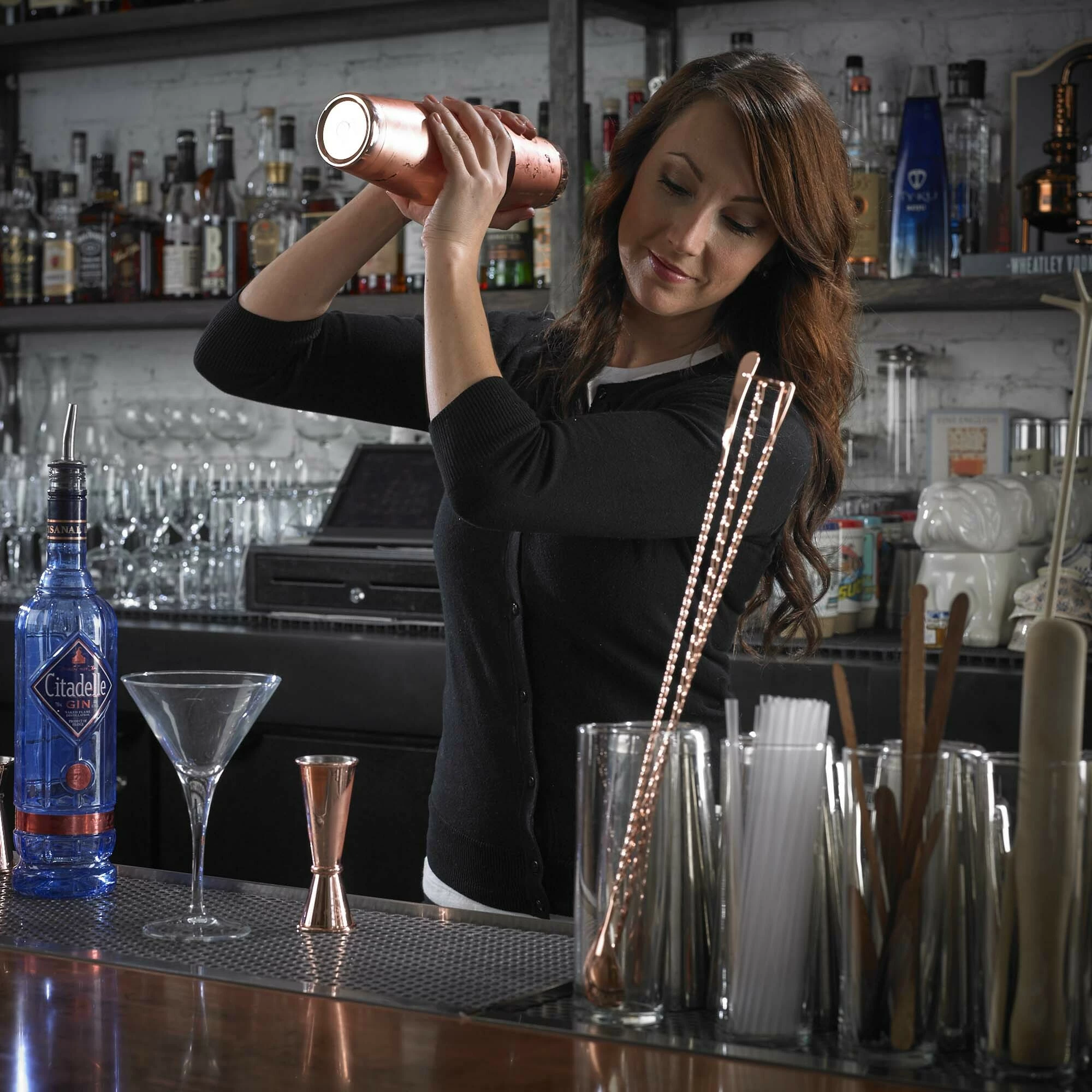 Matës koktejsh japonez, BarFly Diamond Lettice, 30/60 ml, çelik inox 18/8, bakër