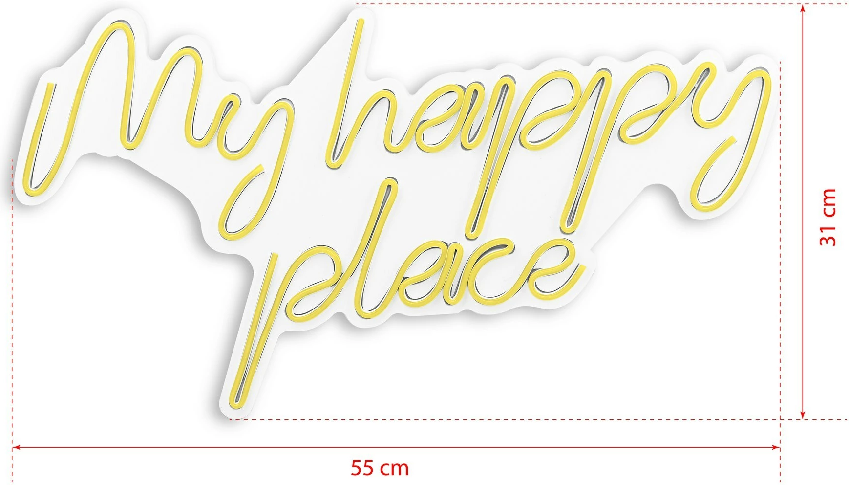 Dritë dekorative LED në mur, plastikë, 'My happy place', ngjyrë e verdhë