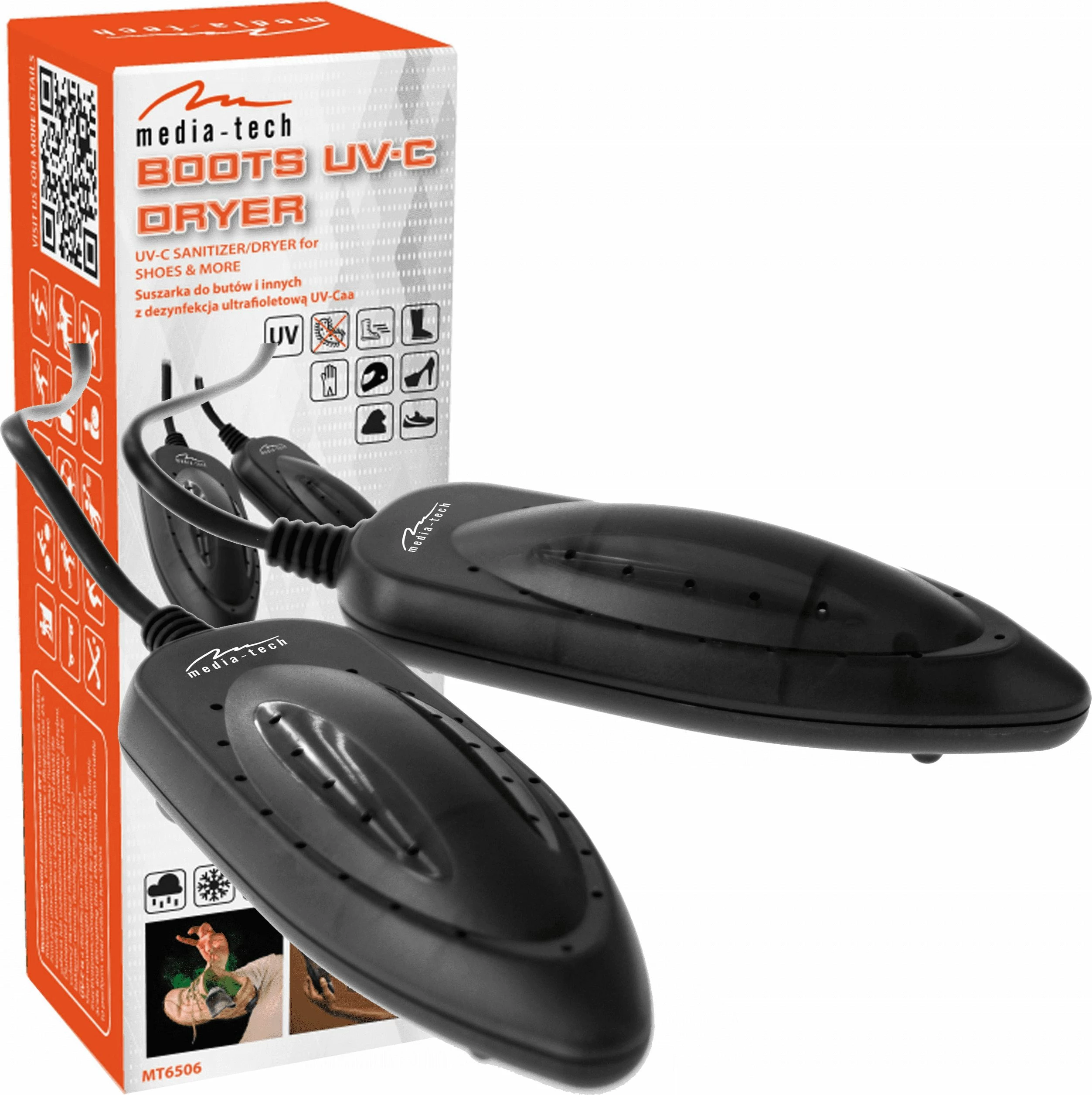 Tharëse këpucësh Media-Tech MT6506 8 W me sterilizim UV-C, e zezë, set 1 copë