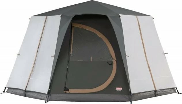 Çadër kampingu Coleman Octagon 8, për 8 persona, double-skin, 2000 mm waterproof, kornizë çeliku, gri, me çantë transporti me rrota