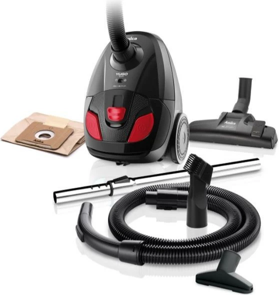 Fshesë me korent Amica YUGO VM1043 me qese, 2L, 900W, e zezë/kuqe