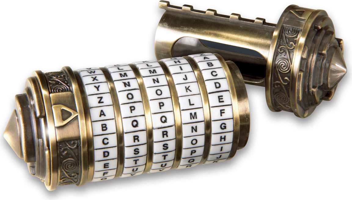 Replikë mini cryptex NOBLE COLLECTION Da Vinci Code, 10 x 4 cm, bronz
