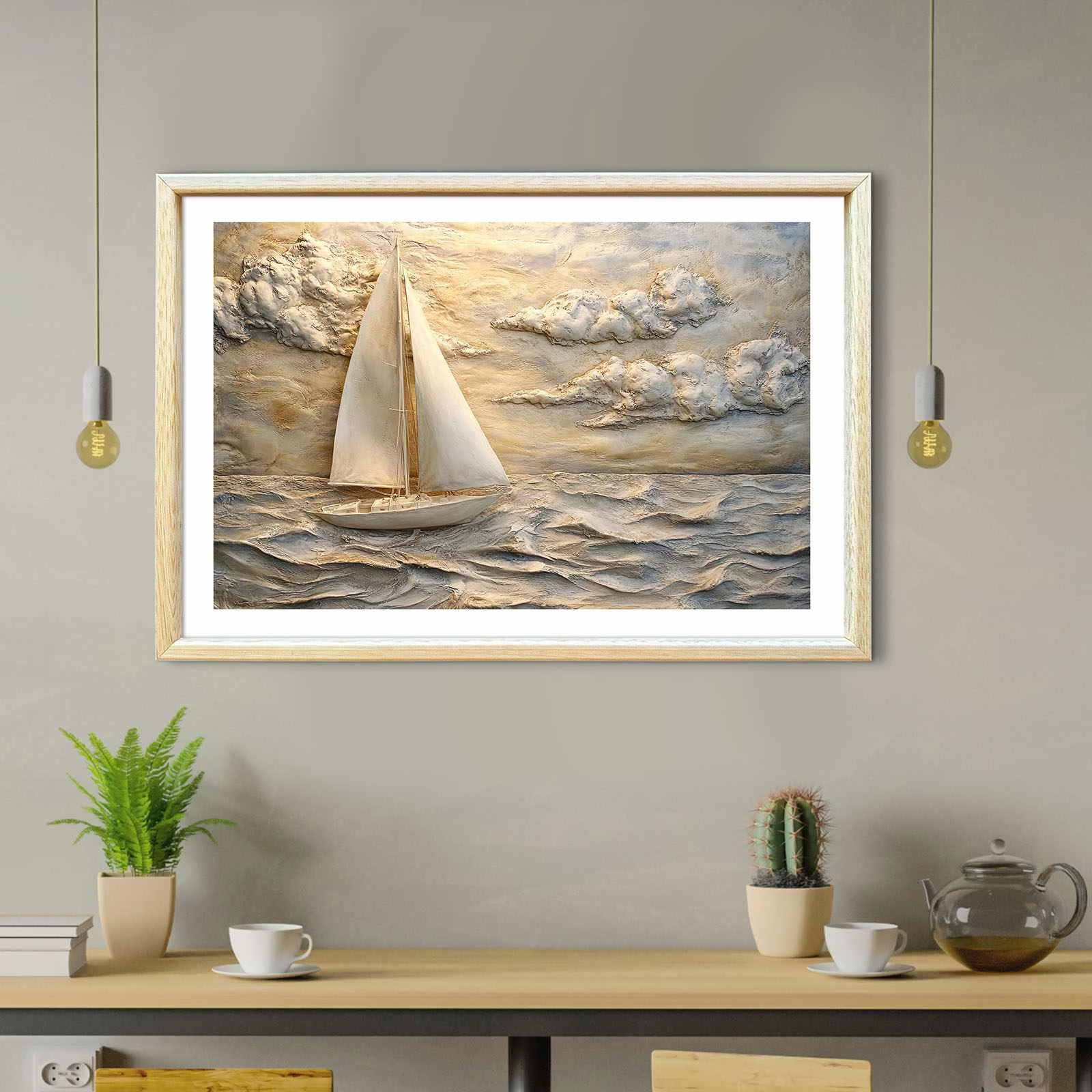 Pikturë dekorative me kornizë, MDF, Wallity, Ahswabisabi-027, 42x62cm