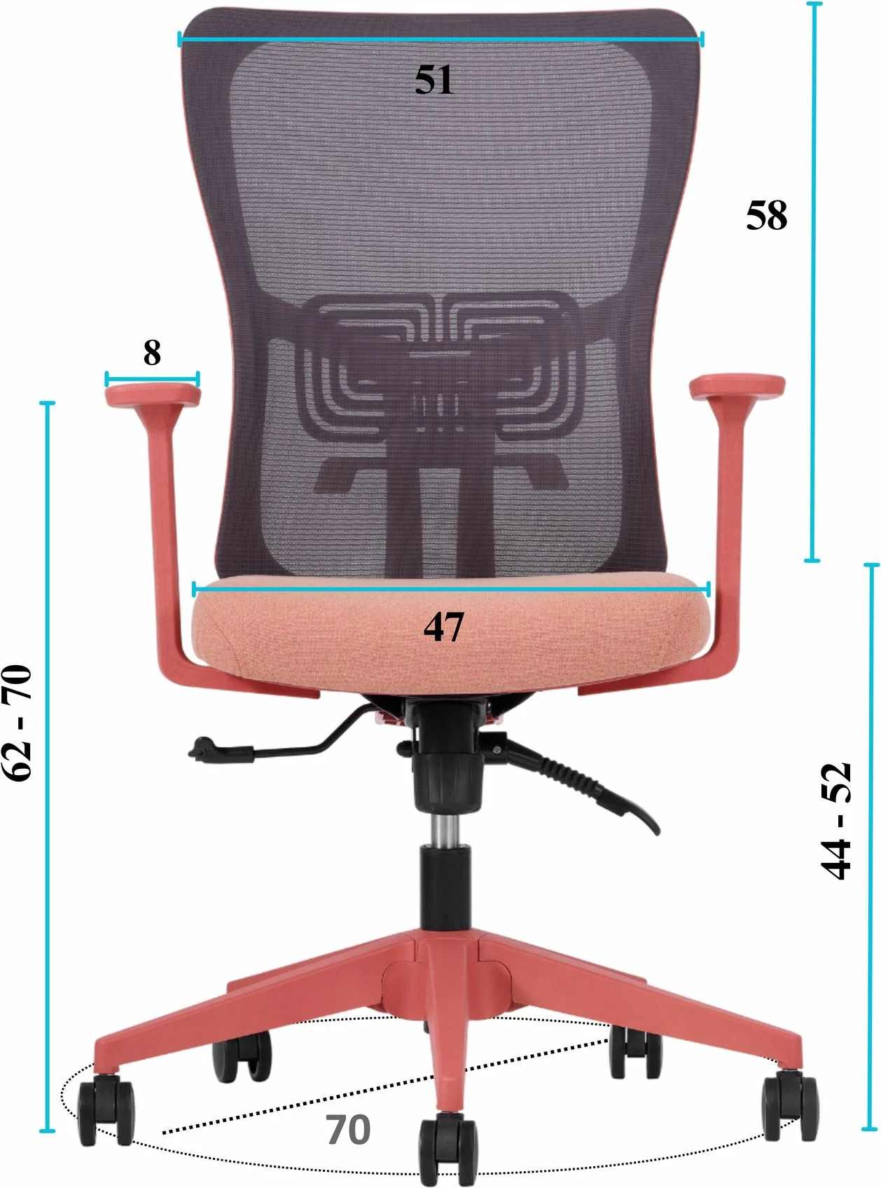 Set karrigesh zyre (2 copë), Skye Decor, mbështetje mesit, 108, ngjyrë salmon