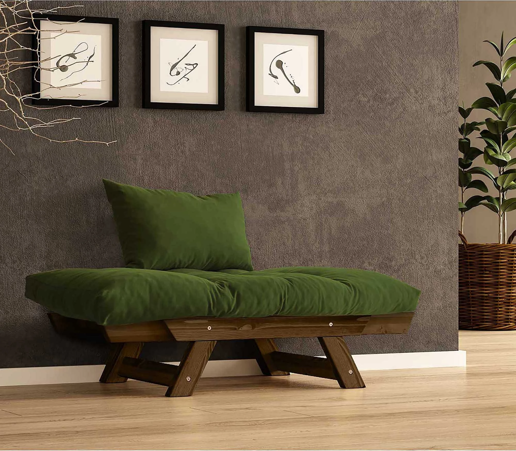 Karrige për kopsht një vend, Skye Decor, CPT8140-140, ngjyrë arre dhe e gjelbër