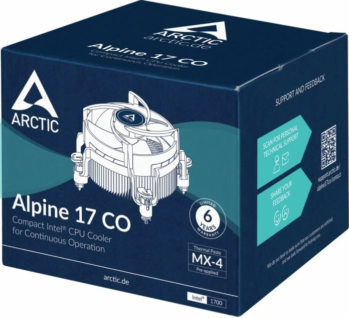 ftohës CPU ARCTIC Alpine 17 CO, 92mm PWM, për Intel LGA1700/LGA1851, zi/argjendtë