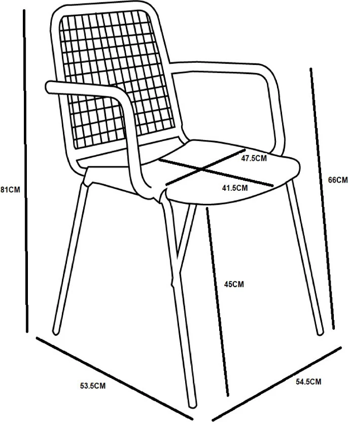 Karrige Boavista, natyrale e errët, 56x60x81cm