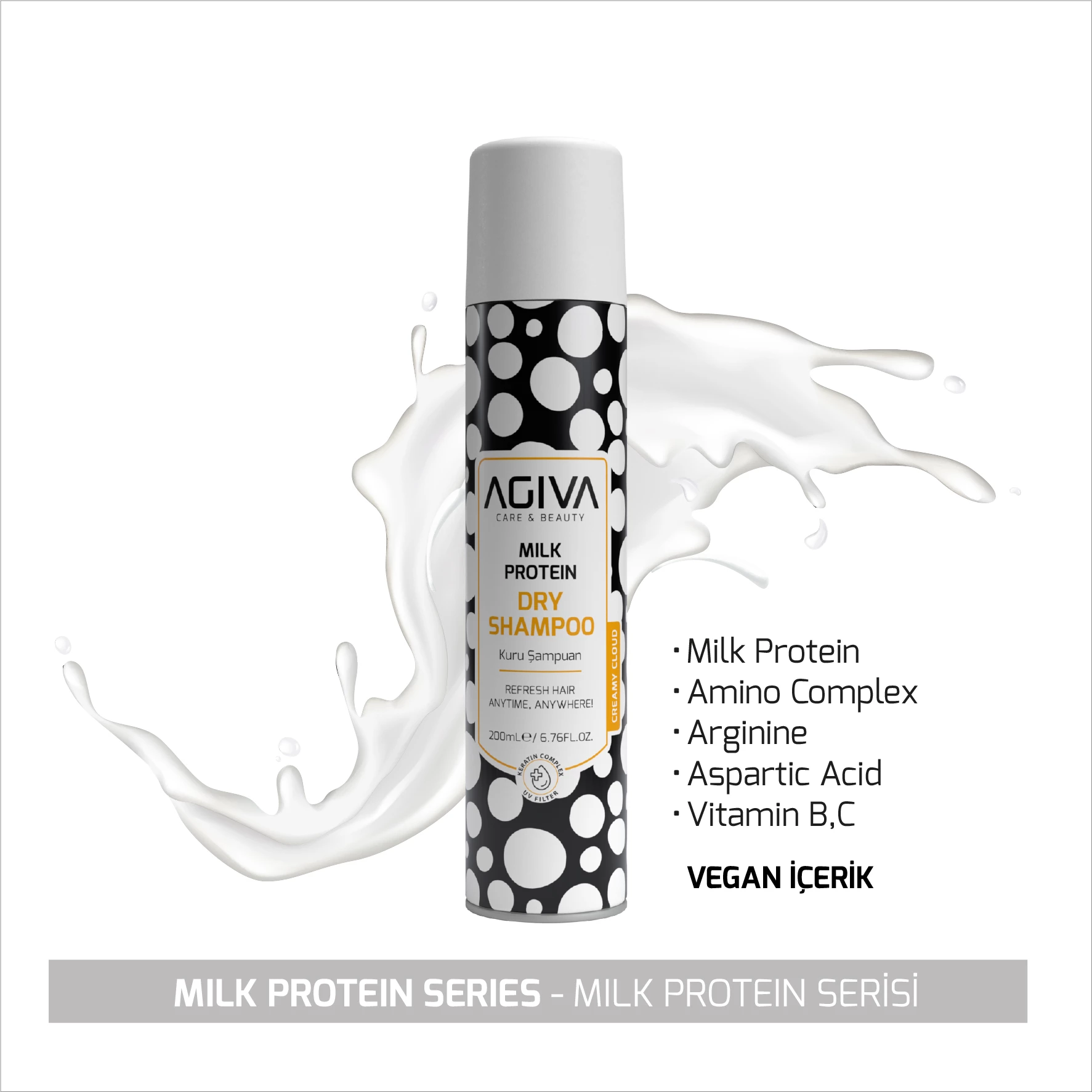 Shampon i thatë për flokë Agiva Milk Protein Amino Complex Pro Care 