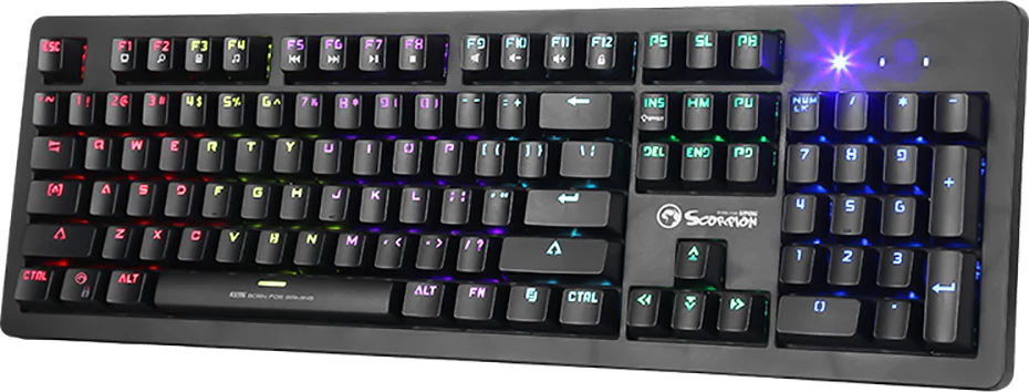 Tastierë gaming mekanike Marvo KG916, full size 104 taste, blue switch, RGB, USB me kabllo 1.6 m, e zezë