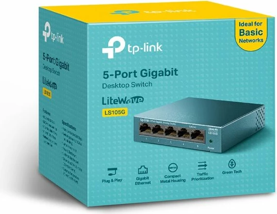 Switch TP-LINK LS105G 5-port Gigabit, i kaltër