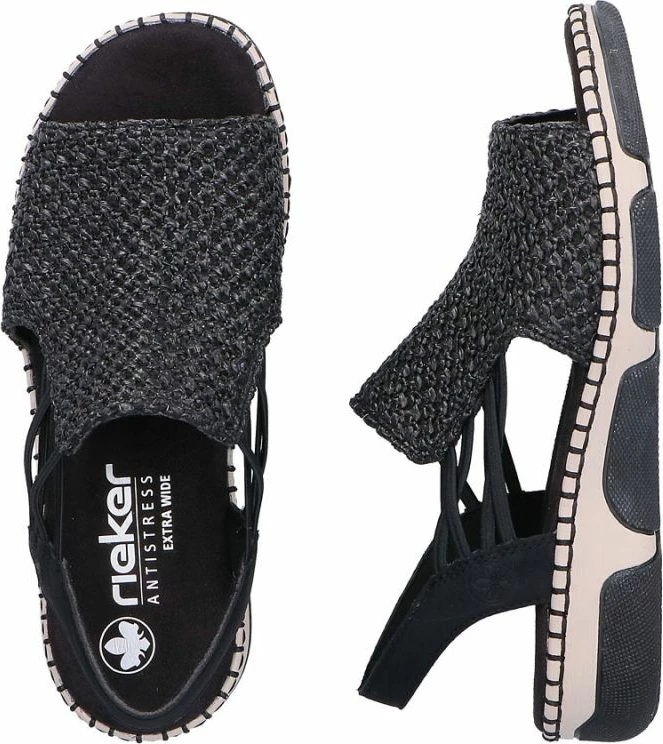 Sandale platforme femra Rieker 66241-00, të zeza