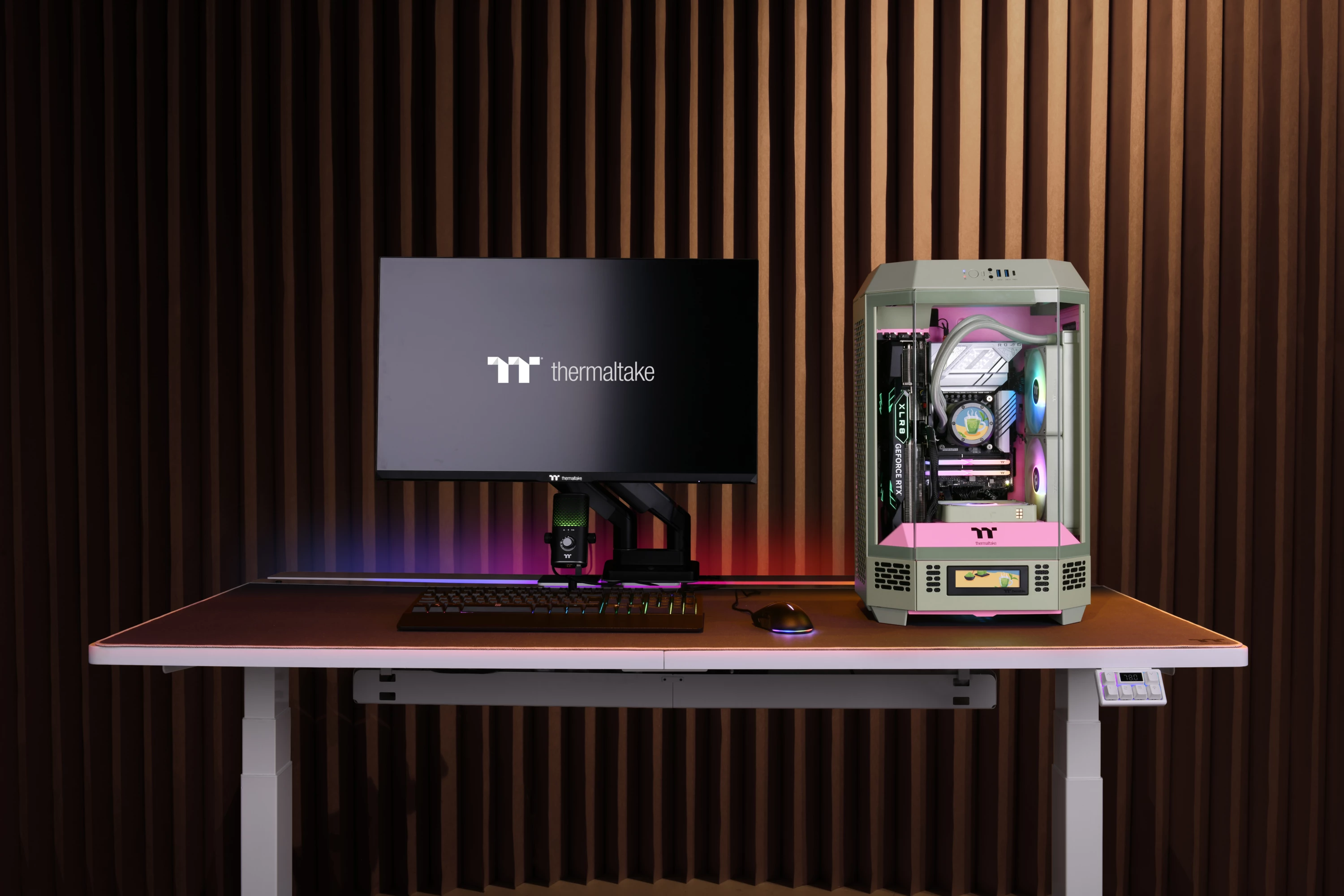 Kasë Thermaltake The Tower 300 TG Matcha Plum, Micro Tower, SPCC, micro ATX/Mini-ITX, jeshile/rozë