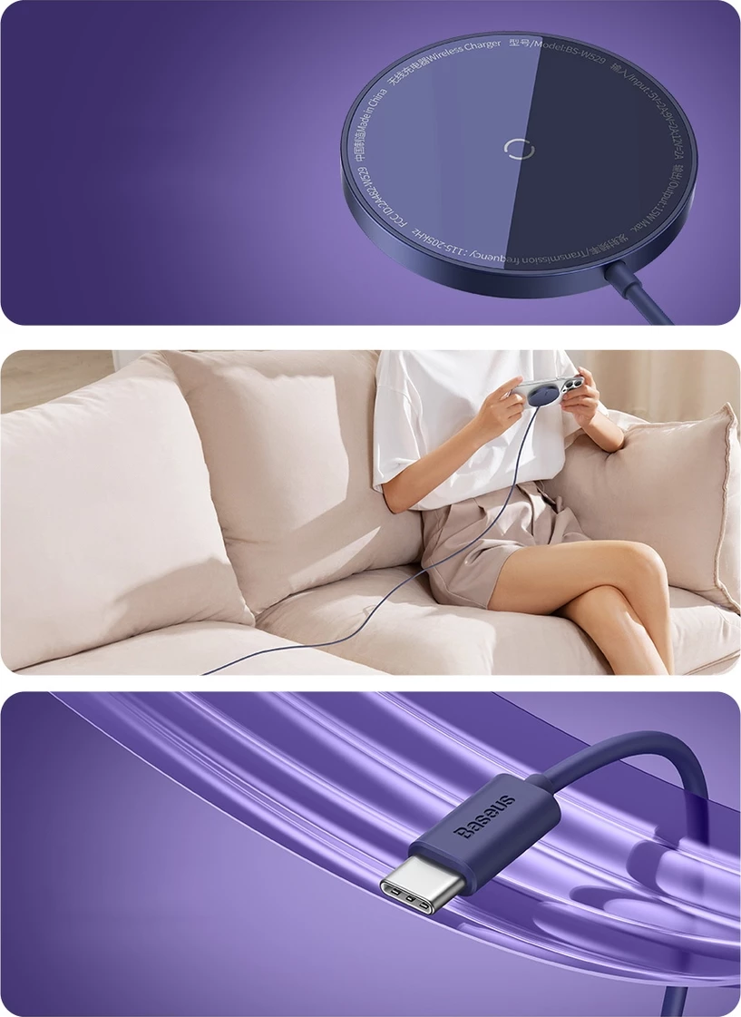 Karikues wireless Baseus Simple Mini3, MagSafe, Qi, 15W, vjollcë