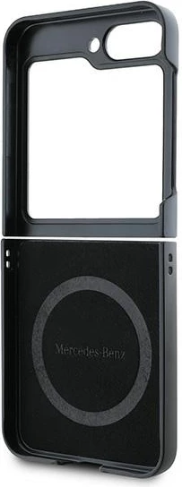 Mbështjellës Mercedes Leather Wood Imitation MagSafe për Samsung Galaxy Z Flip 6, Zi