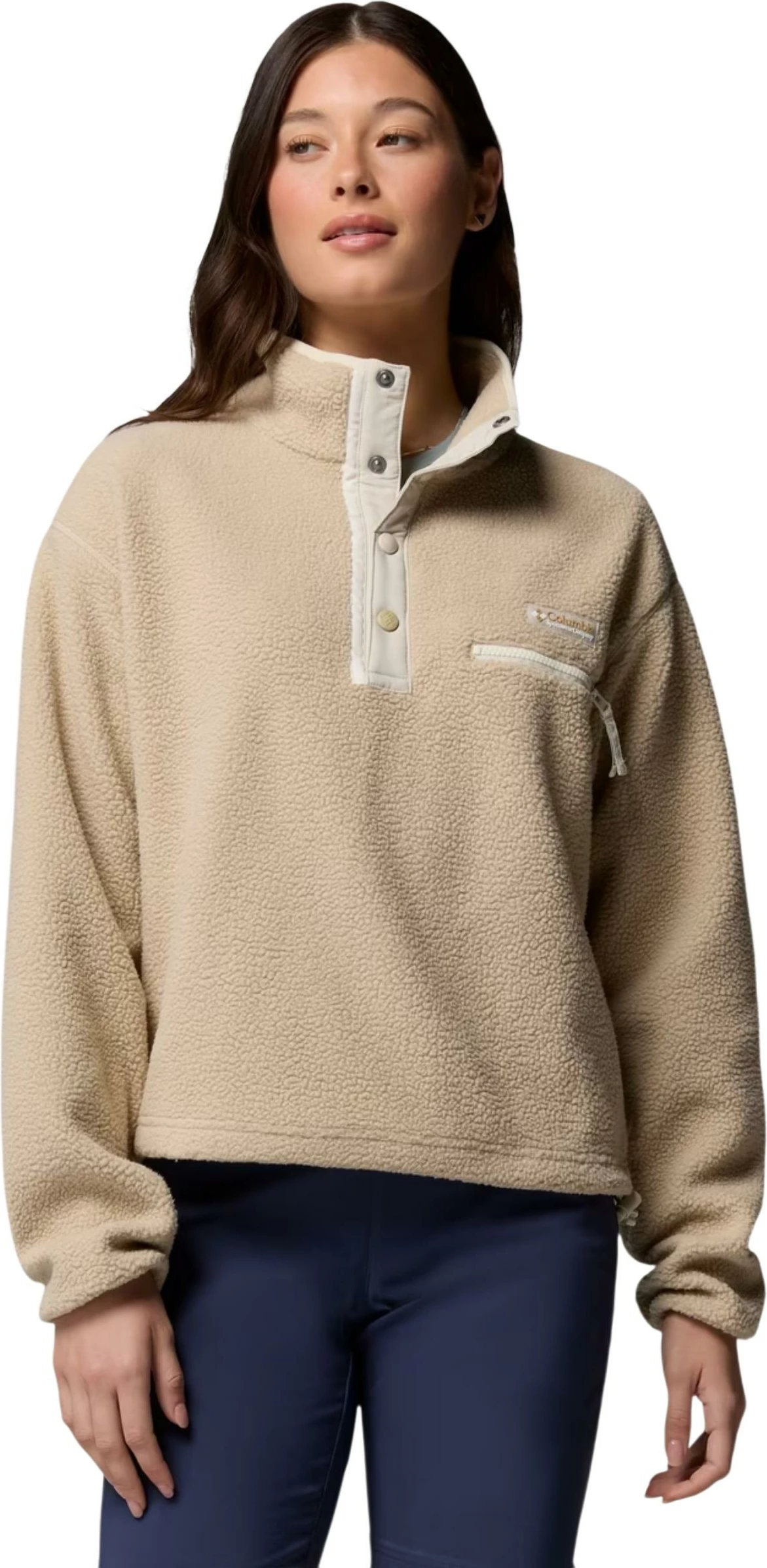 Duks fleece për femra Columbia Helvetia II Cropped Half Snap 2092231, bezhë e çelët [Madhësia: S]